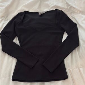 H&M Black Fitted Bodysuit Top